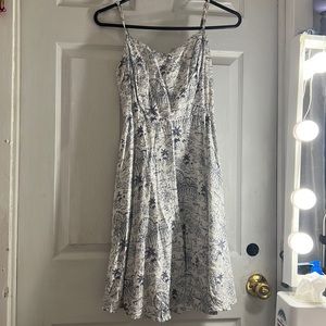 White and Blue Skater Dress